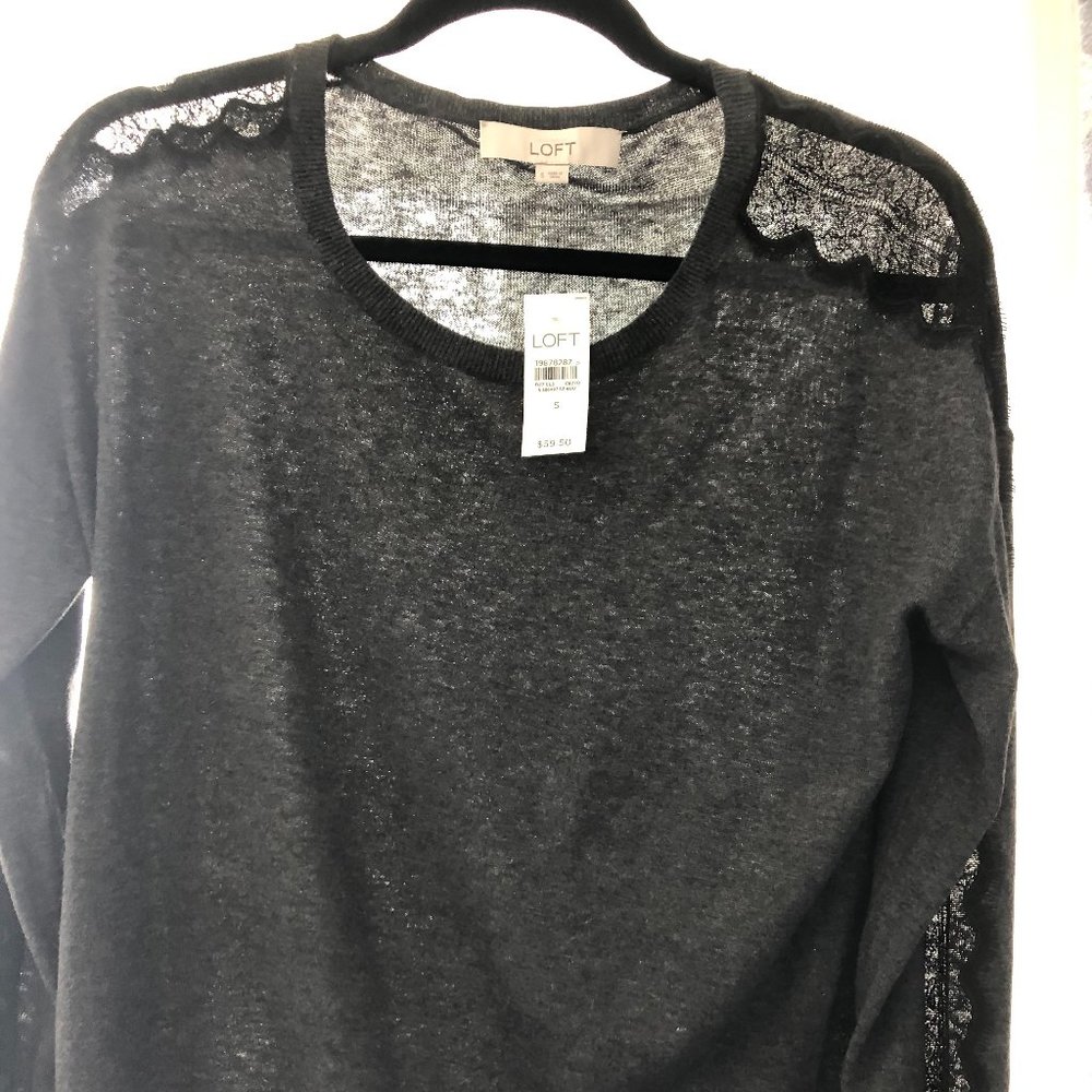 NWT grey with black lace top